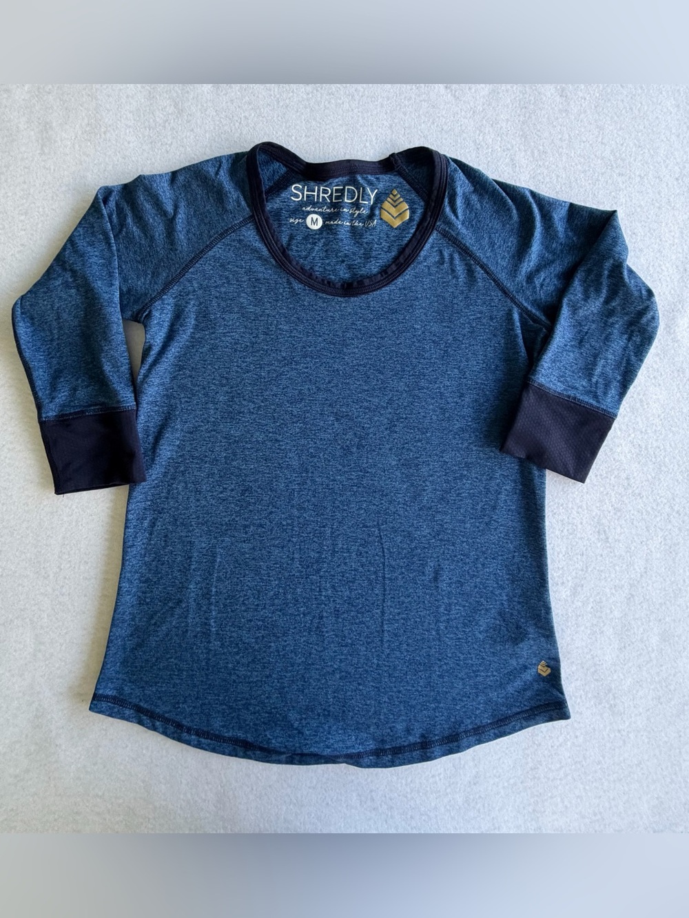 Shredly Women's Long Sleeve Performance Tee - Indigo Heather